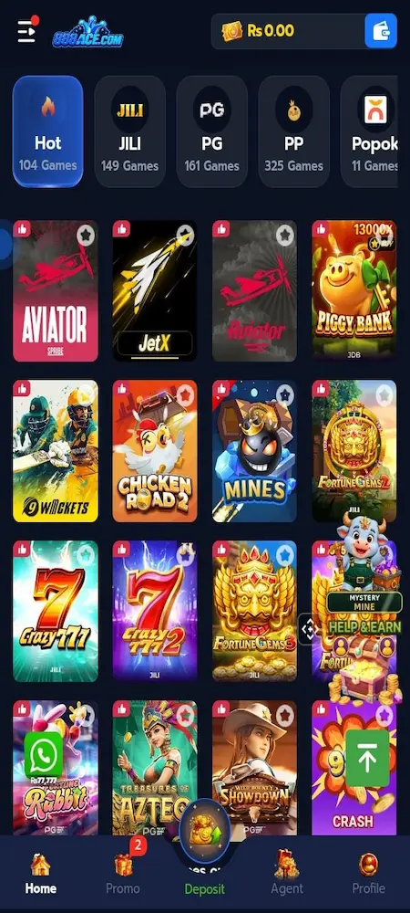 888ACE Game interface